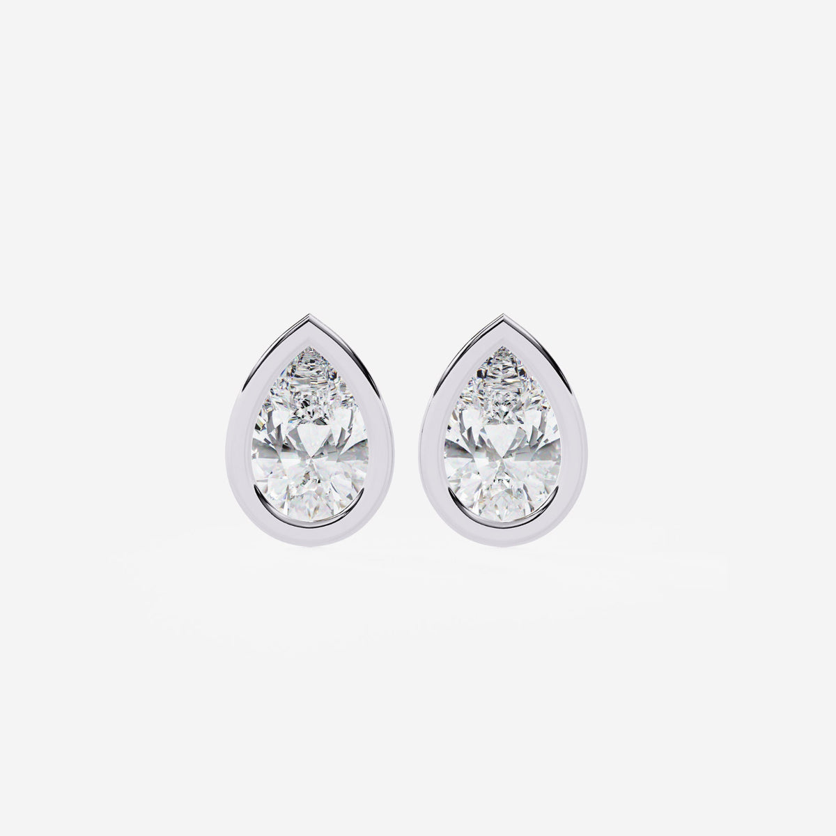 14K Gold Pear Lab Grown Diamond Stud Earrings, 0.50 CTW - 1.8 CTW, Bezel Set