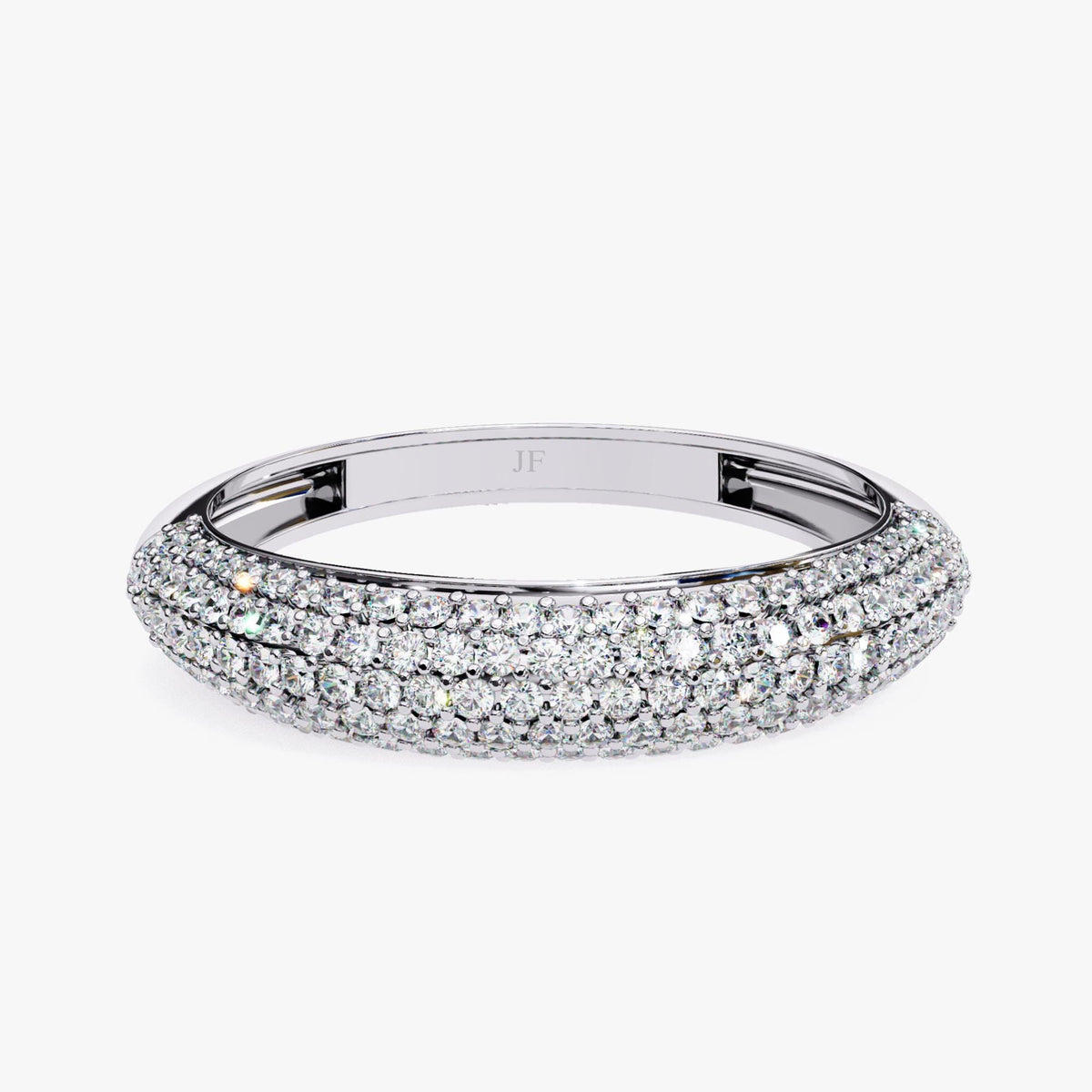 14K Gold Round Natural Diamond Pave Dome Ring, 0.50 CTW