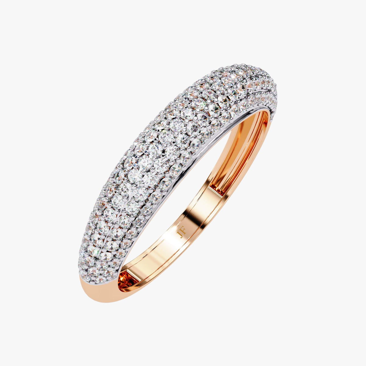 14K Gold Round Natural Diamond Pave Dome Ring, 0.50 CTW