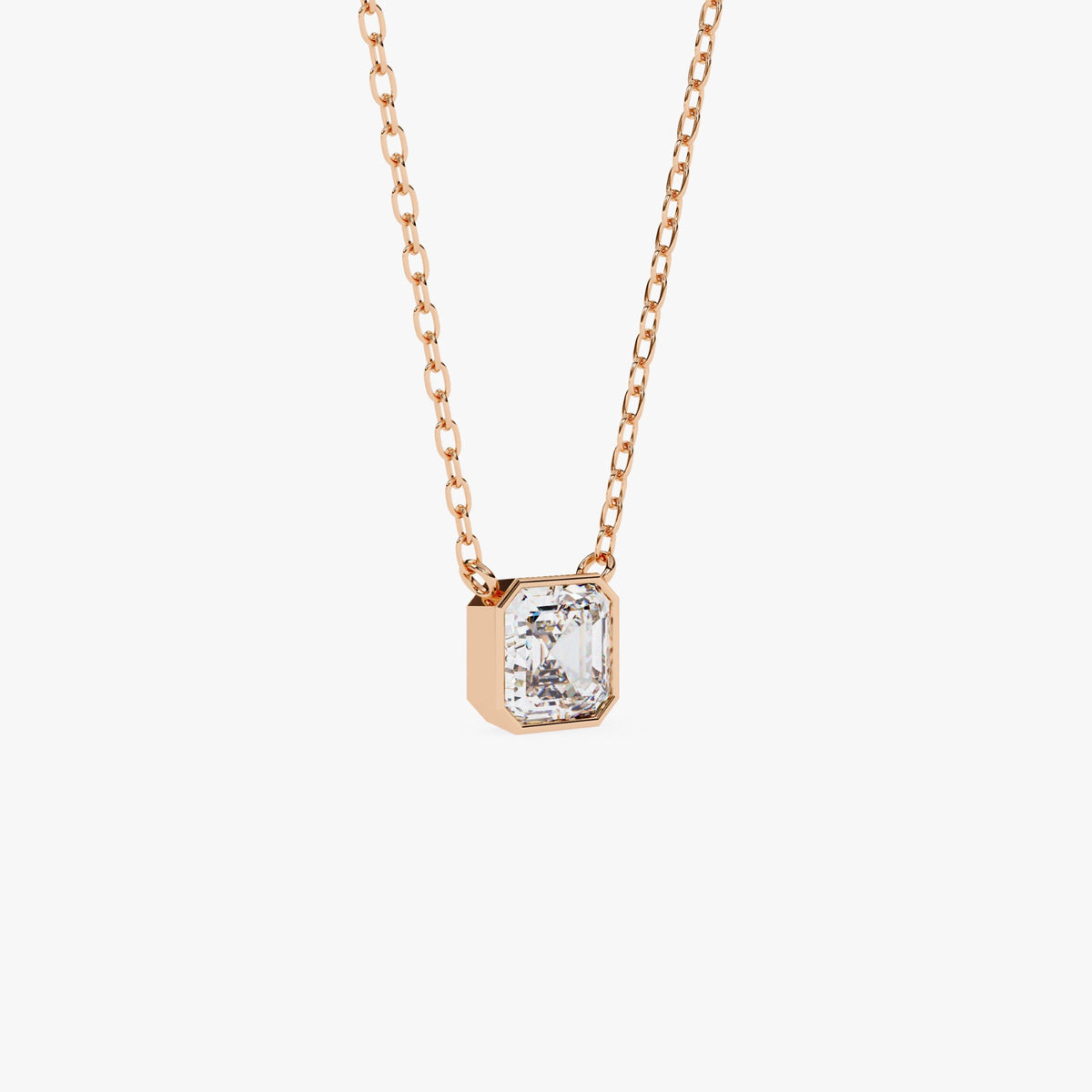 1 Ct Asscher Cut Lab Grown Diamond Pendant, 14k Gold Asscher Solitaire Necklace, Fine Jewelry Gift for Women, Wedding Day Necklace