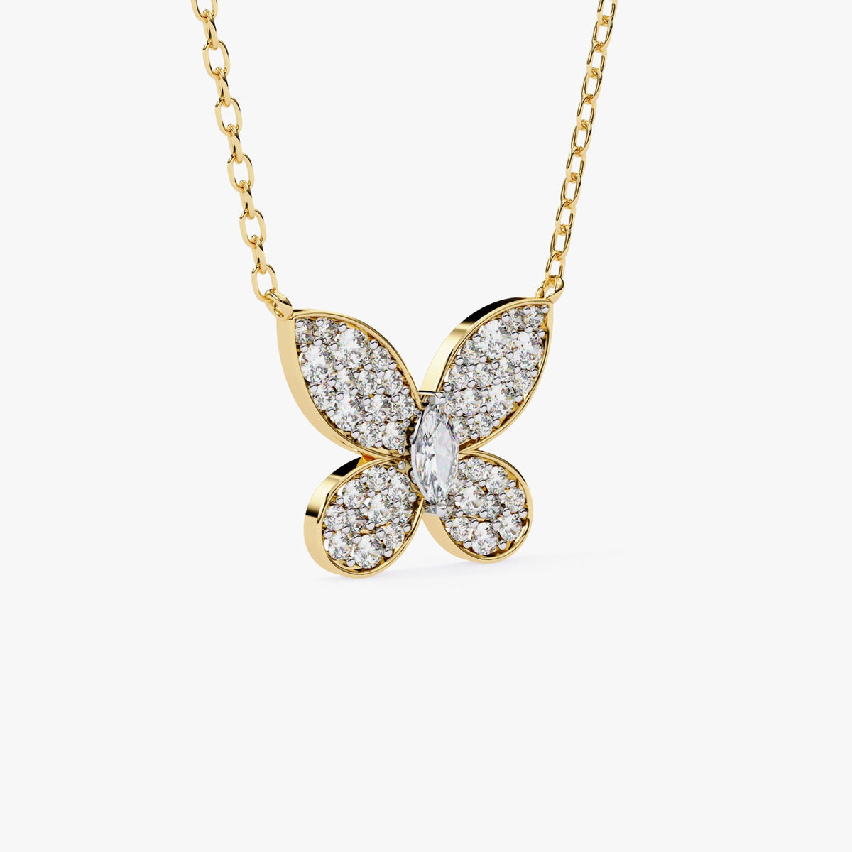 14K Gold Lab Grown Diamond Butterfly Pendant Necklace, 0.20 CTW, 16-18 Inch