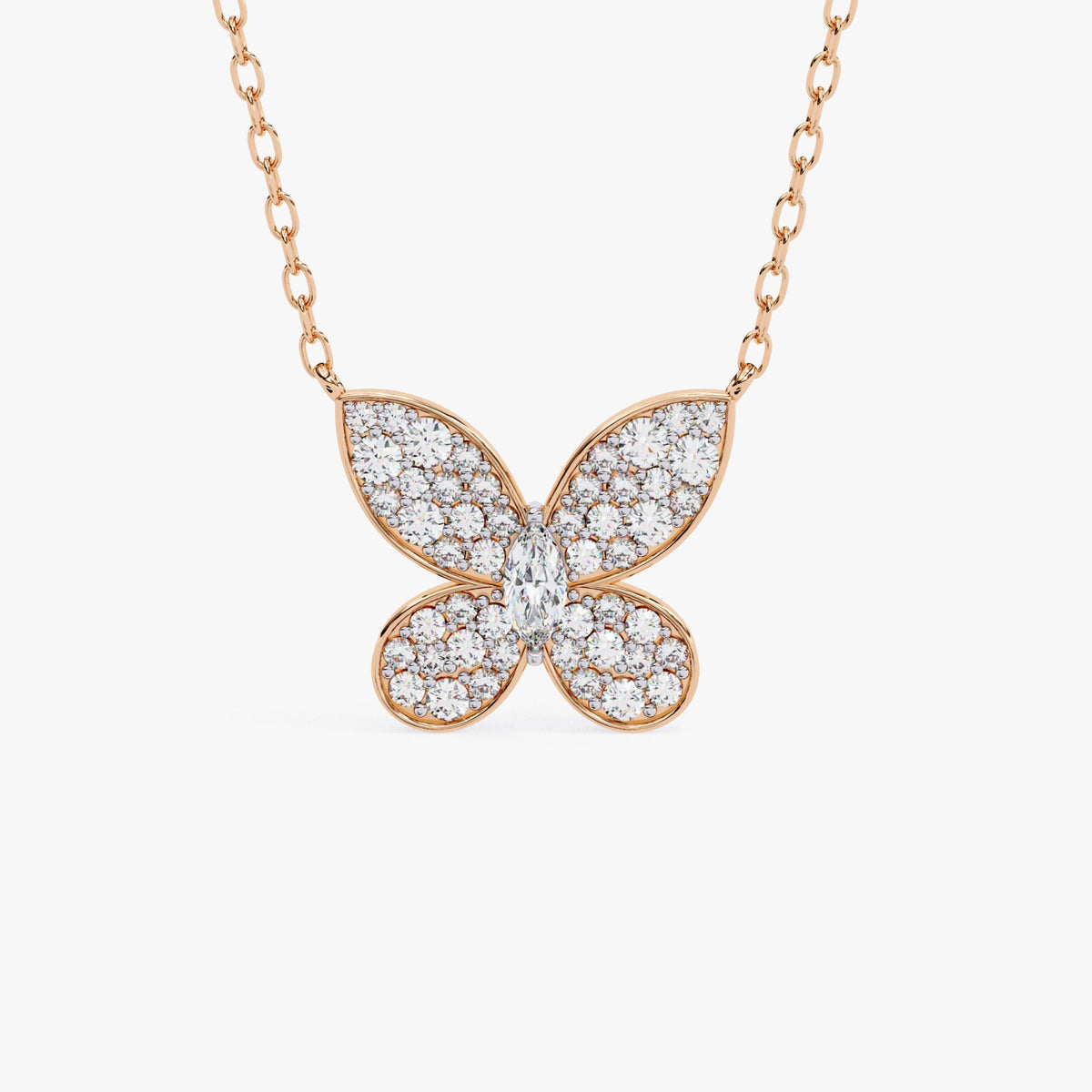 14K Gold Lab Grown Diamond Butterfly Pendant Necklace, 0.20 CTW, 16-18 Inch