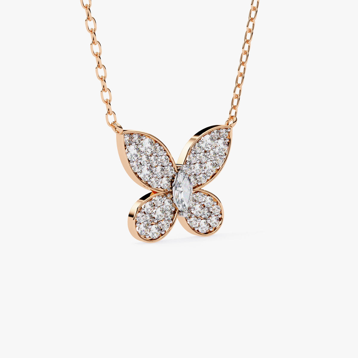 14K Gold Lab Grown Diamond Butterfly Pendant Necklace, 0.20 CTW, 16-18 Inch
