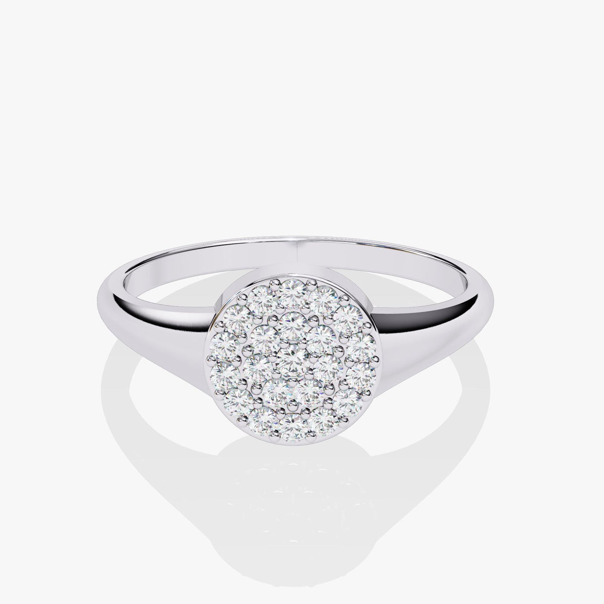 Diamond Signet Pinky Ring, 14K Solid Gold Signet Ring with Lab Grown Diamonds, Minimalist Pave Signet Ring for Anniversary Gifts