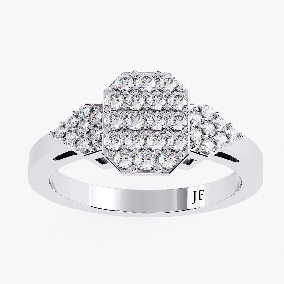 14K Solid Gold Diamond Signet Ring, Pinky Ring, Pave Diamond Ring, Statement Jewelry, Gift for Her