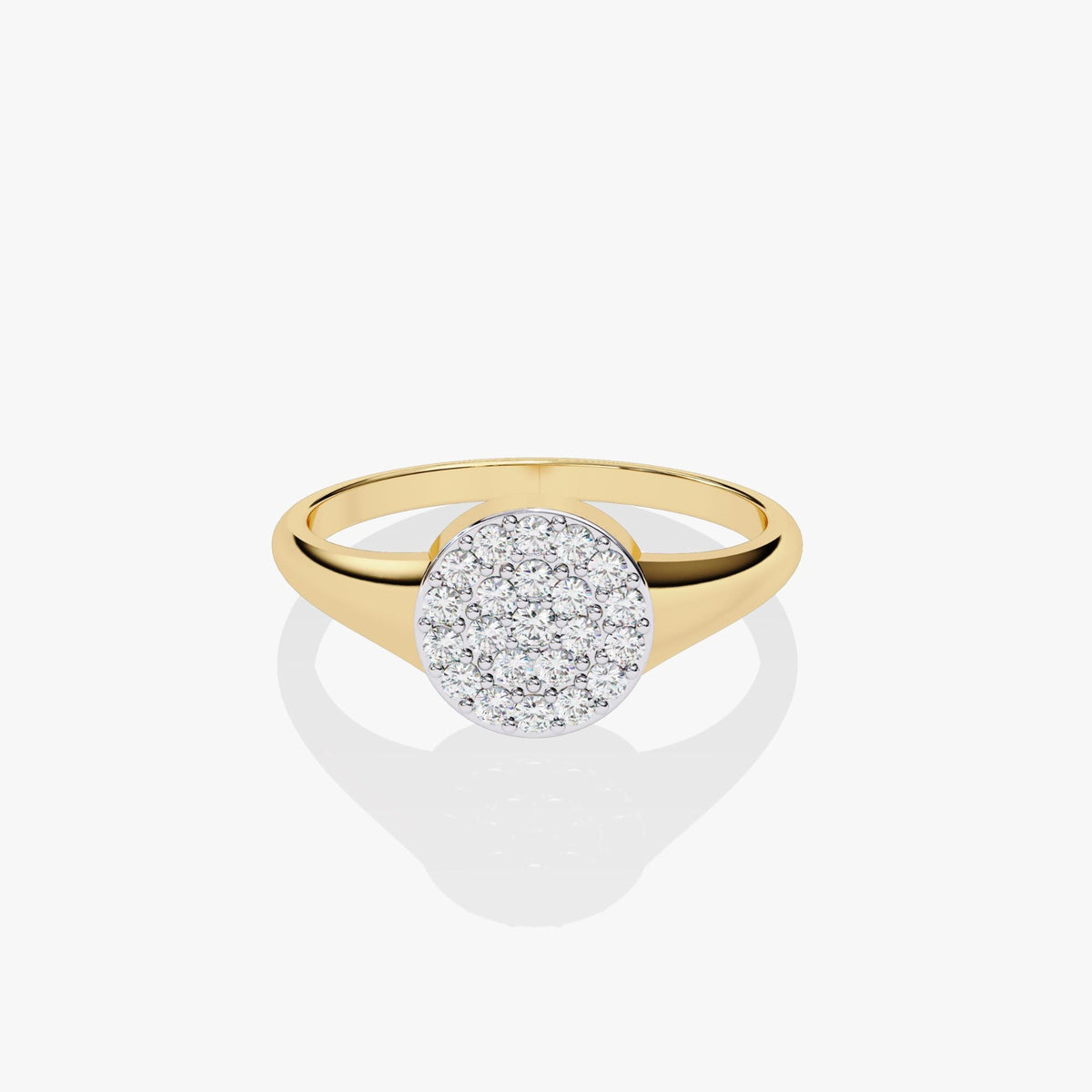 Diamond Signet Pinky Ring, 14K Solid Gold Signet Ring with Natural Diamonds, Minimalist Pave Signet Ring for Anniversary Gifts