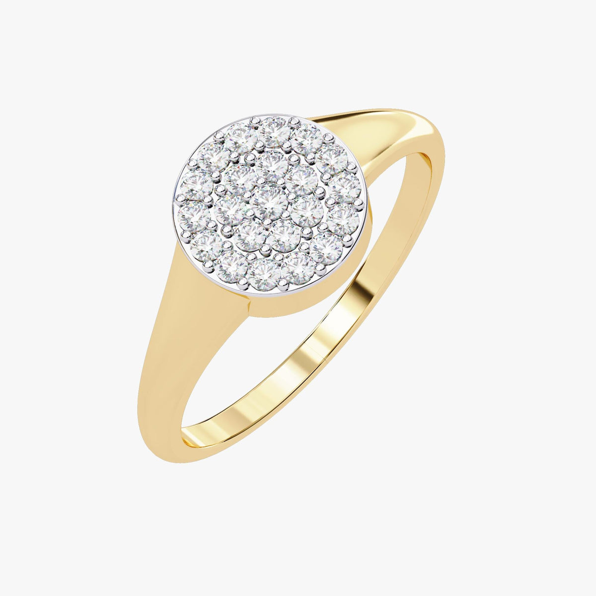 Diamond Signet Pinky Ring, 14K Solid Gold Signet Ring with Lab Grown Diamonds, Minimalist Pave Signet Ring for Anniversary Gifts