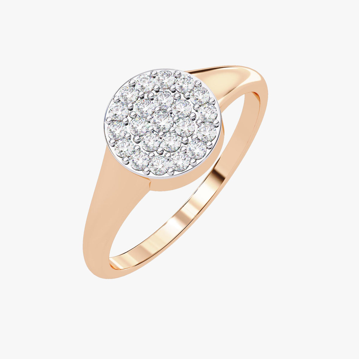 Diamond Signet Pinky Ring, 14K Solid Gold Signet Ring with Natural Diamonds, Minimalist Pave Signet Ring for Anniversary Gifts