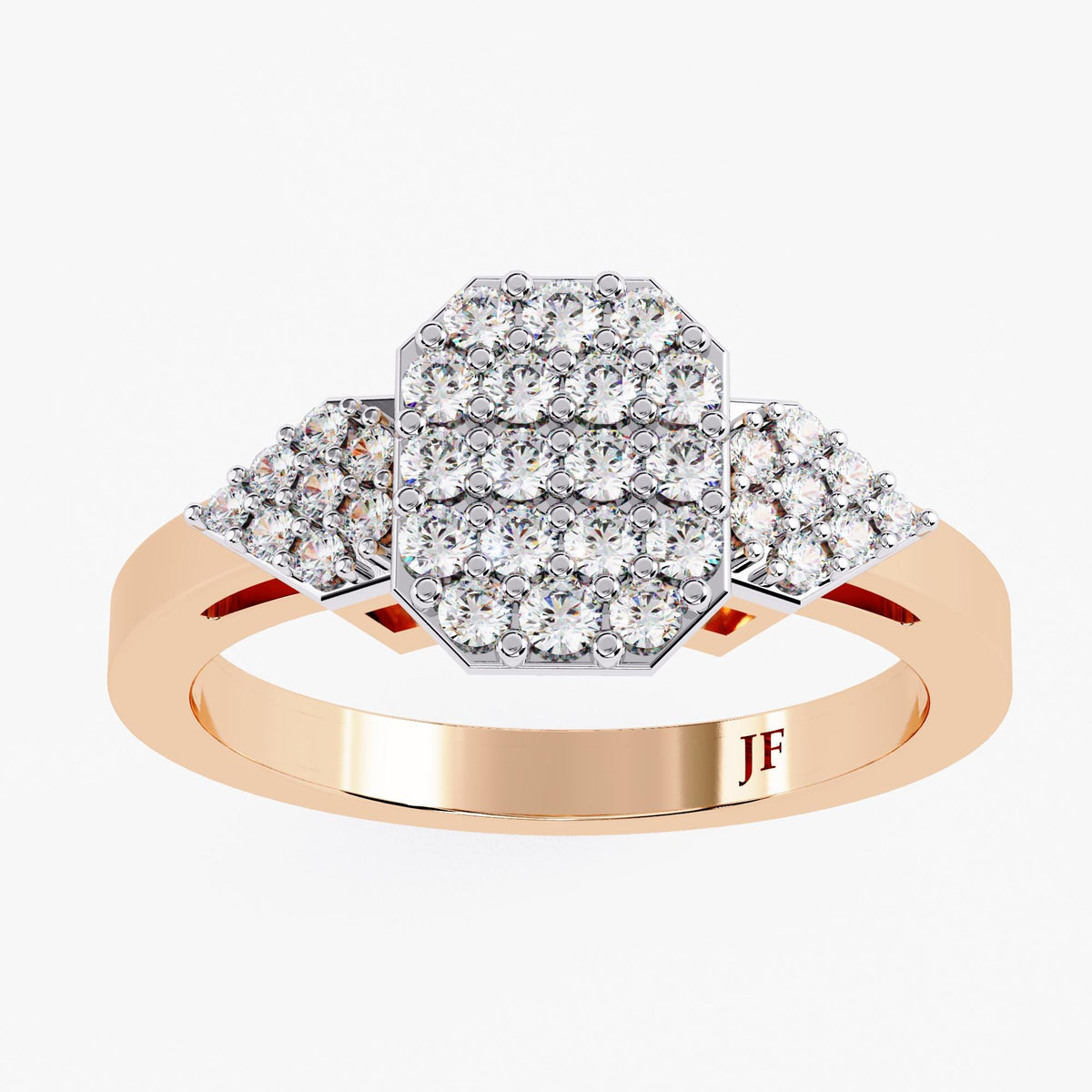 14K Solid Gold Diamond Signet Ring, Pinky Ring, Pave Diamond Ring, Statement Jewelry, Gift for Her