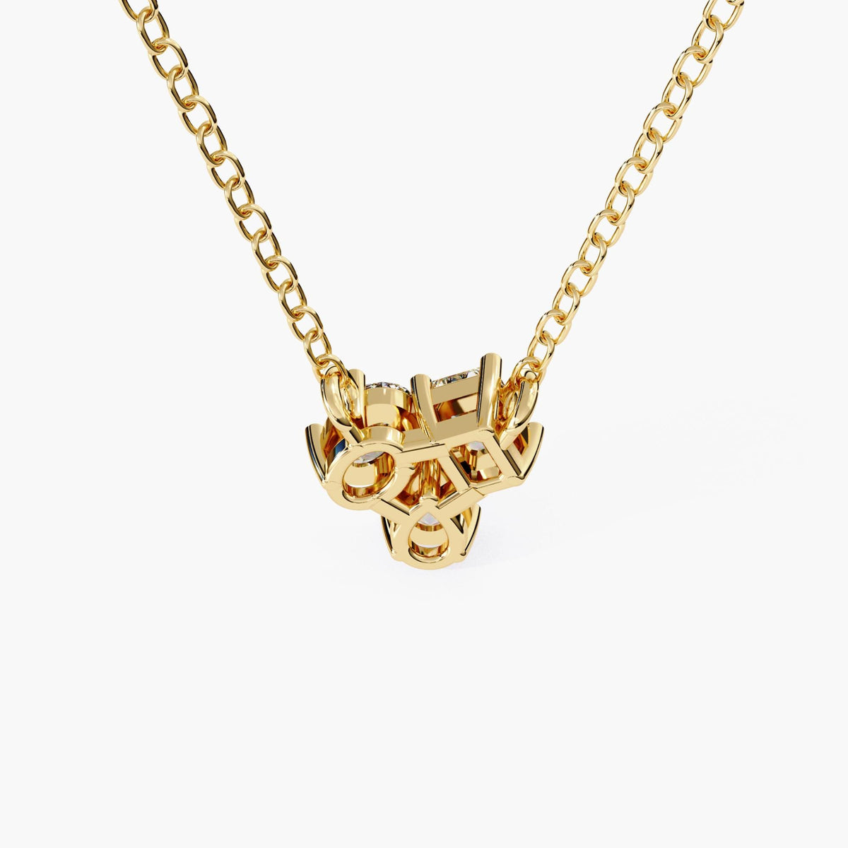 Moi Toi Nous Pendant Cluster Diamond Pendant, 14k Gold Emerald Cut, Oval & Teardrop Gemstones, Wife Anniversary Gift, Birthday Gift for Her