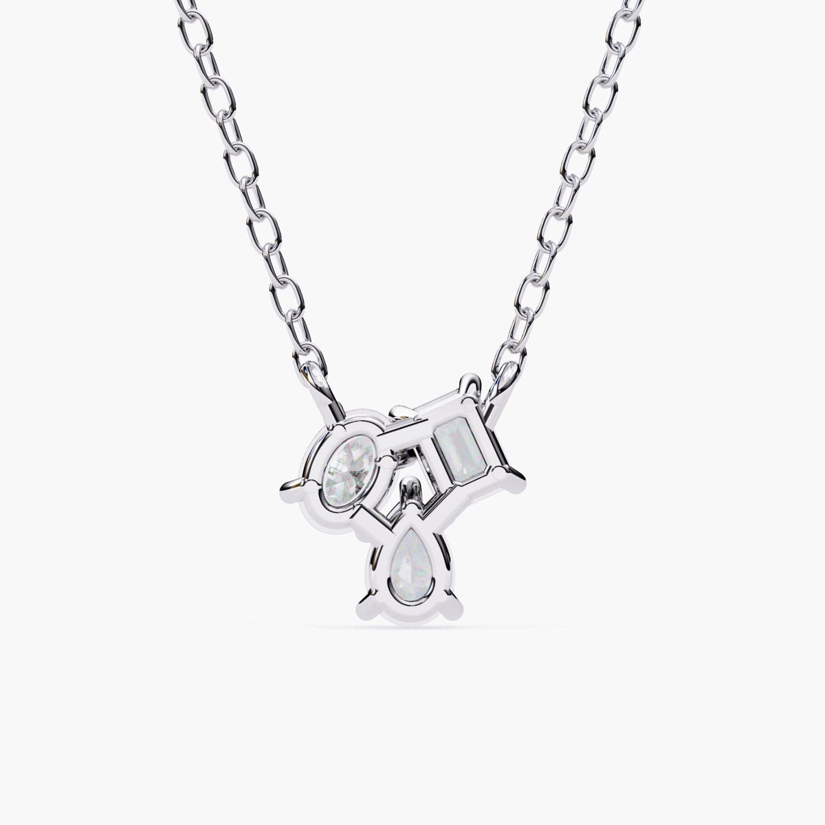 Moi Toi Nous Pendant Cluster Diamond Pendant, 14k Gold Emerald Cut, Oval & Teardrop Gemstones, Wife Anniversary Gift, Birthday Gift for Her