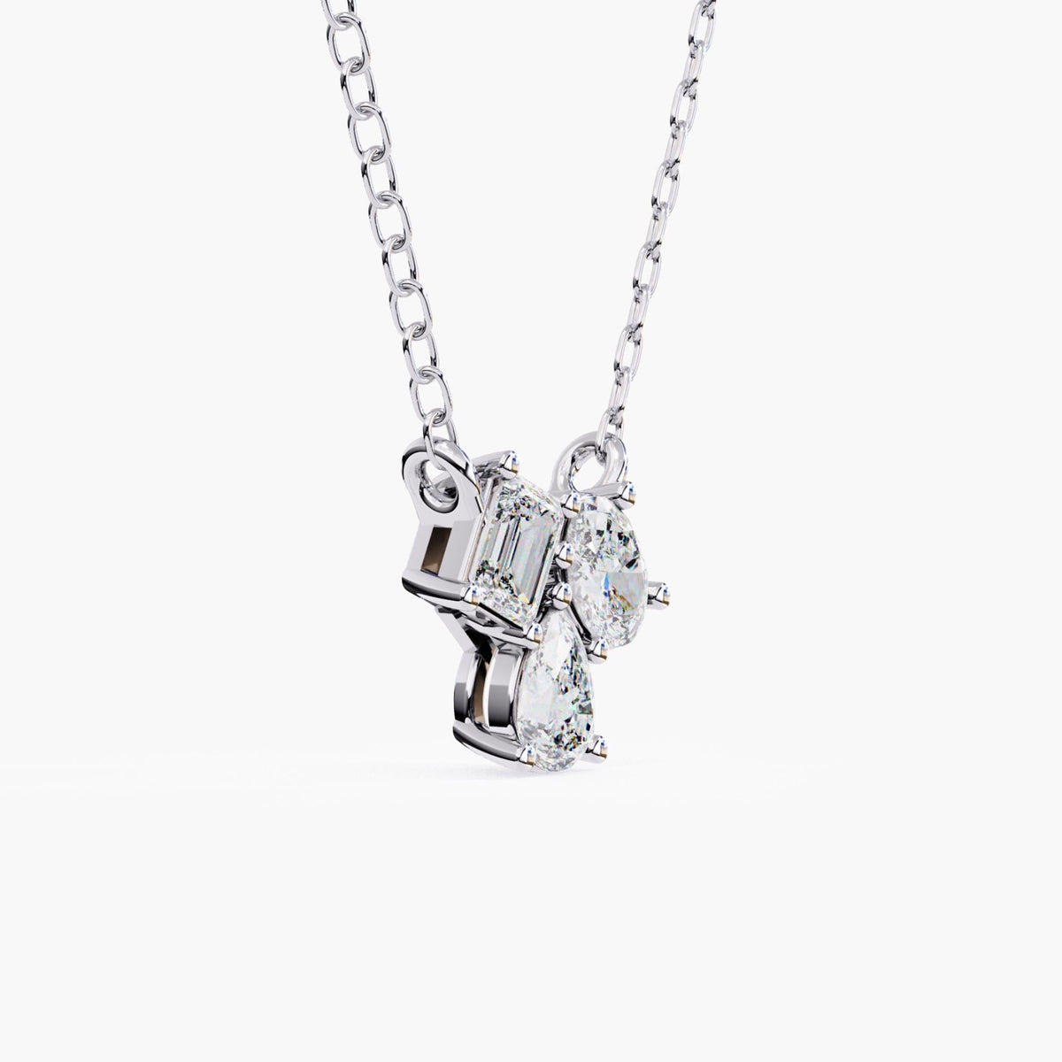 Moi Toi Nous Pendant Cluster Diamond Pendant, 14k Gold Emerald Cut, Oval & Teardrop Gemstones, Wife Anniversary Gift, Birthday Gift for Her