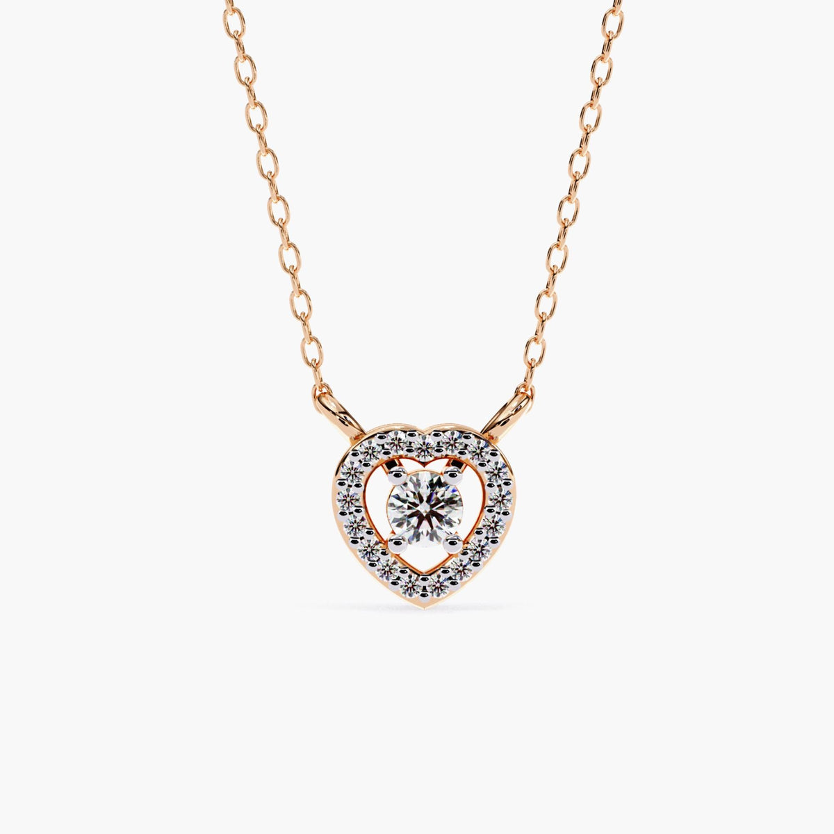 Diamond Heart Pendant Necklace, 14k Gold Dainty Open Heart Pendant, Heart Shaped Love Necklace, Last Minute Gift for Her, Anniversary Gift