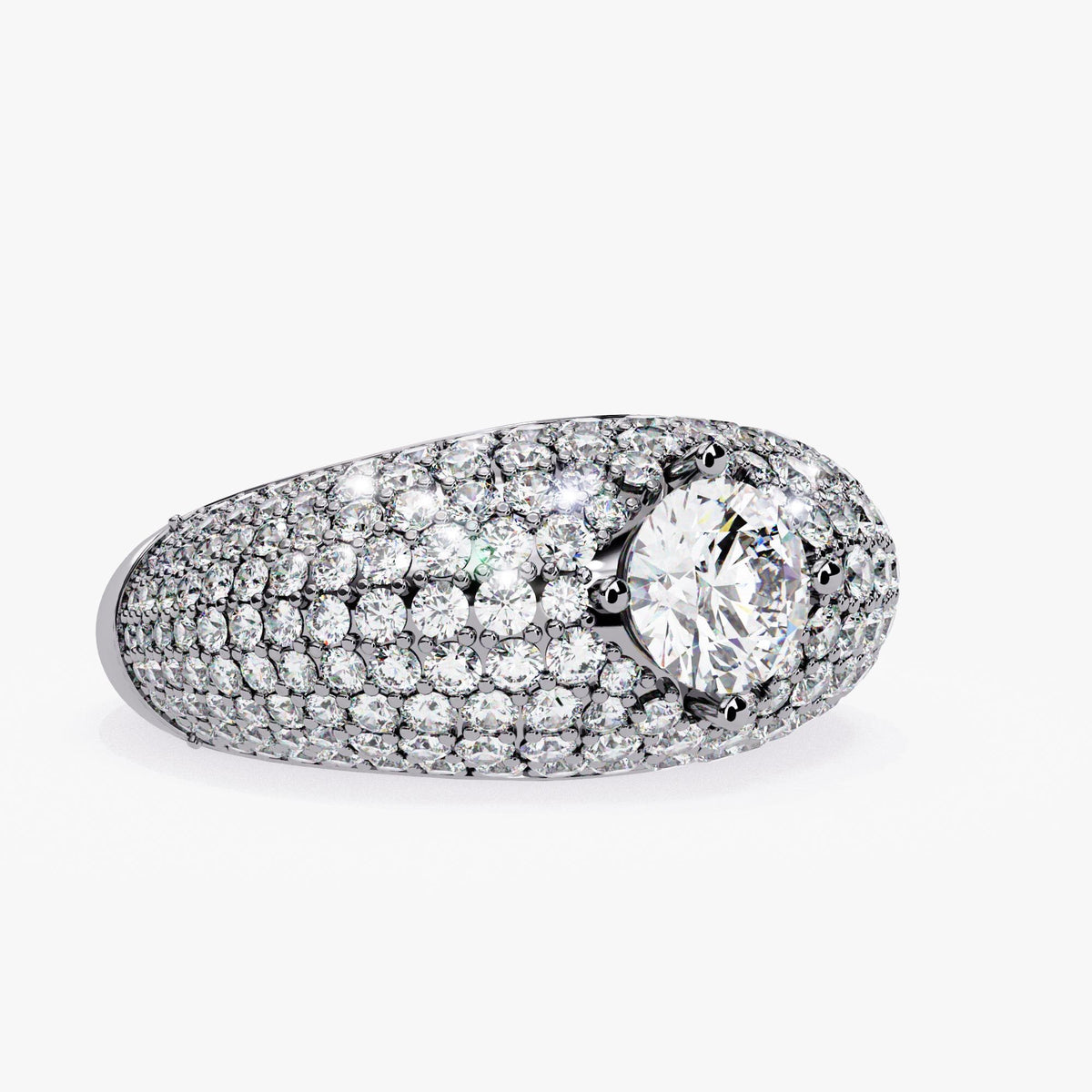 14k Gold Micro Pave Lab Grown Diamond Dome Ring (2.95 ctw)