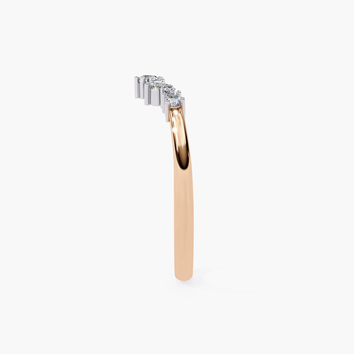 Tiara Lab Grown Diamond Ring Enhancer, Contour Nesting Ring, 14k Gold Curved V Shape Wedding Band, Unique Crown Dainty Bride Wedding Ring