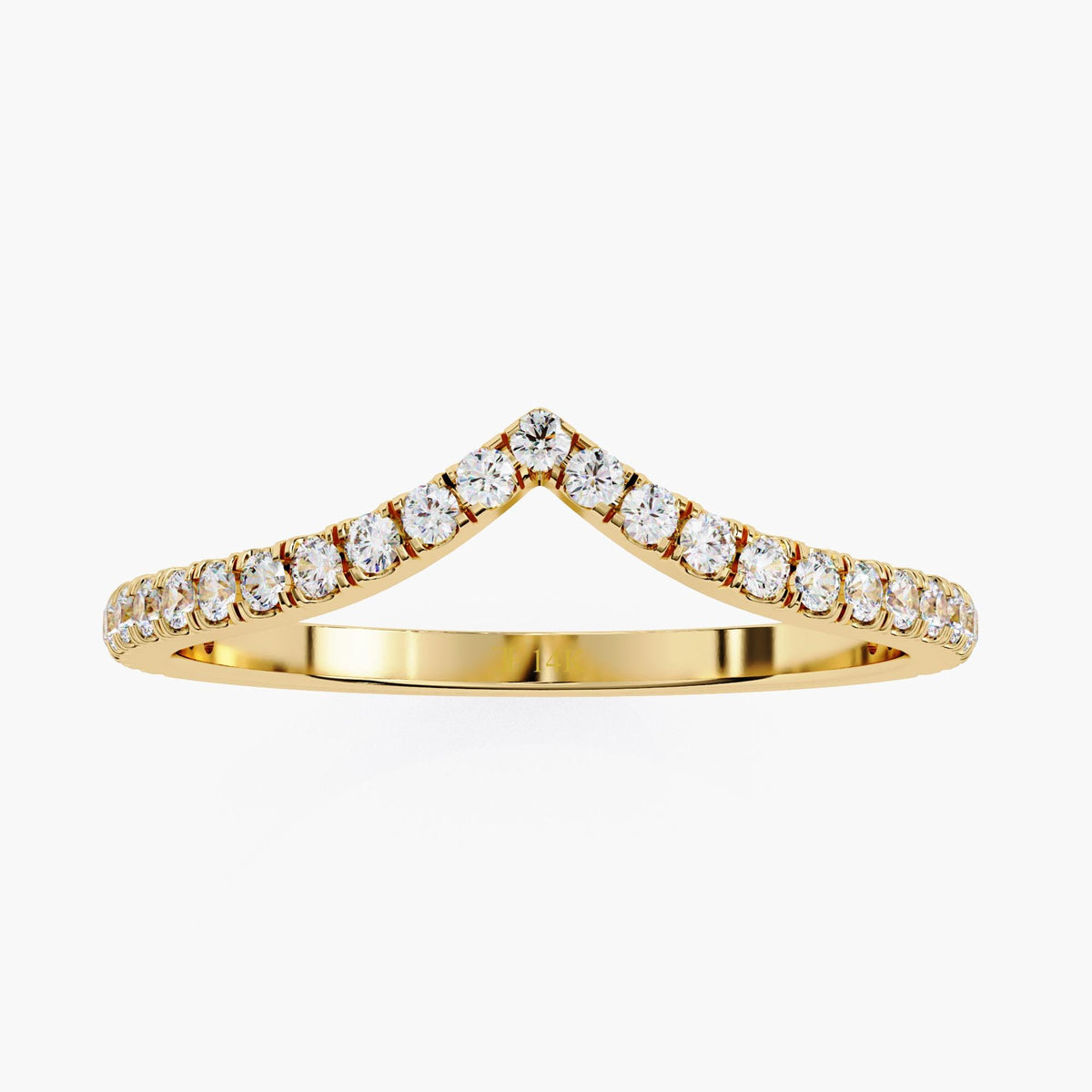 V Shaped Lab Grown Diamond Ring Enhancer, 14k Gold Nesting Crown Ring, Chevron Tiara Ring, Curved Wedding Band Ring Stacker, Contour Ring