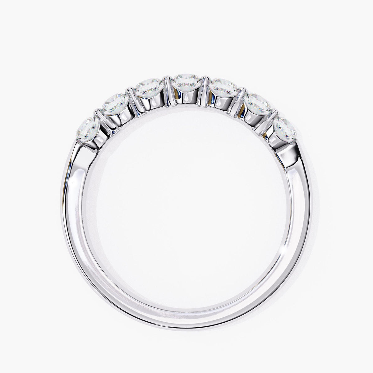 Round Cut Lab Grown Diamond Half Eternity Ring, 14k Yellow White Rose Gold Delicate Wedding Ring, Minimalist Wife Ring, Dainty Stacking Ring