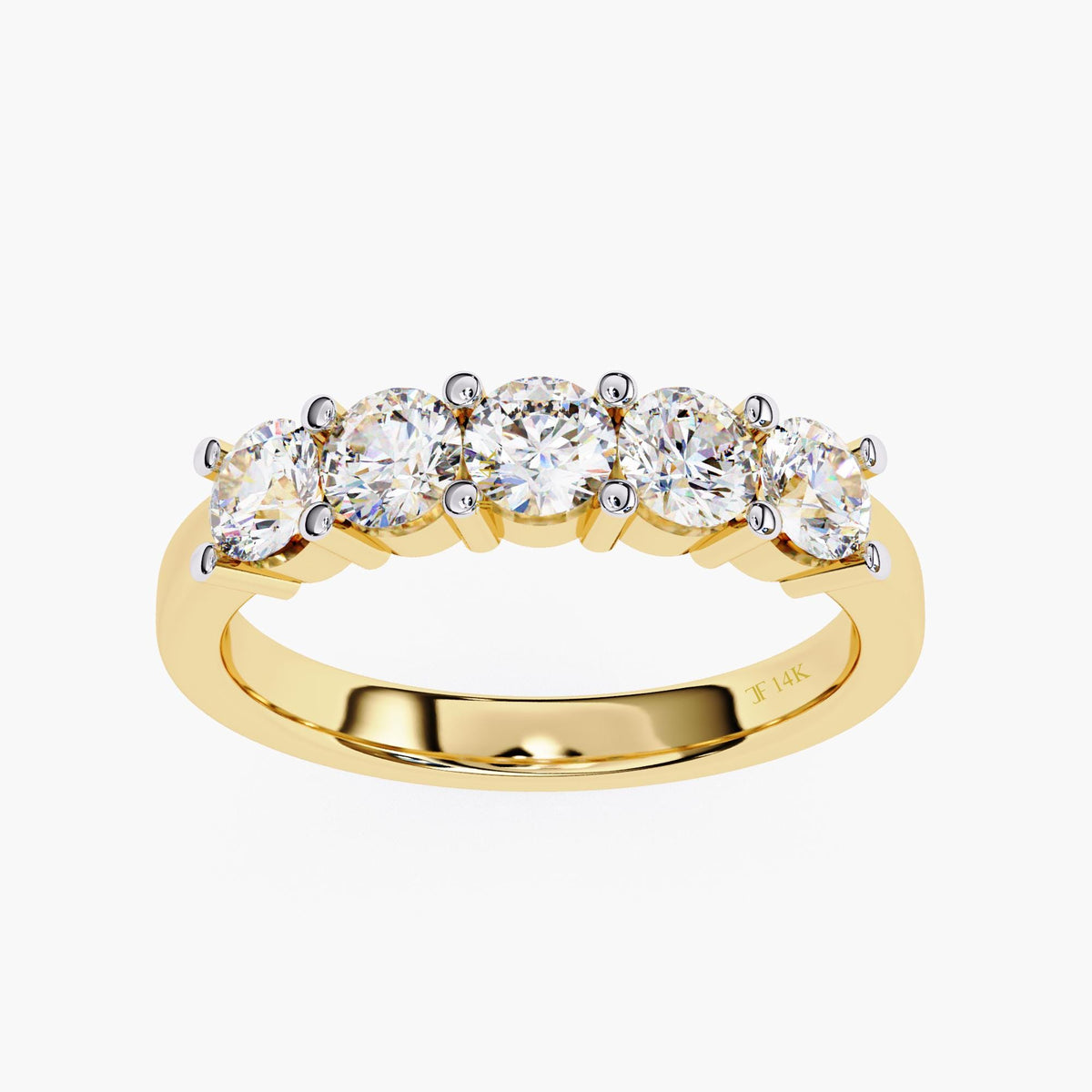 Round Cut Lab Grown Diamond Half Eternity Ring, 14k Yellow White Rose Gold Delicate Wedding Ring, Minimalist Wife Ring, Dainty Stacking Ring