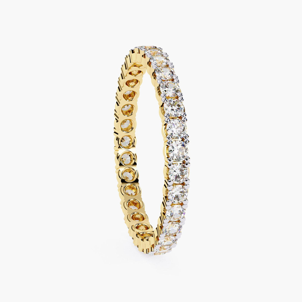 1 Ct Full Eternity Lab Grown Diamond Ring, 14k White Yellow Rose Gold Round Cut Ring, Stackable Bridal Wedding Rings, Wife Anniversary Gift