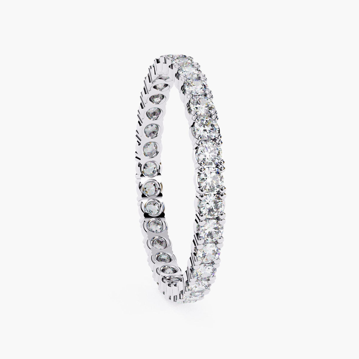 1 Ct Full Eternity Lab Grown Diamond Ring, 14k White Yellow Rose Gold Round Cut Ring, Stackable Bridal Wedding Rings, Wife Anniversary Gift