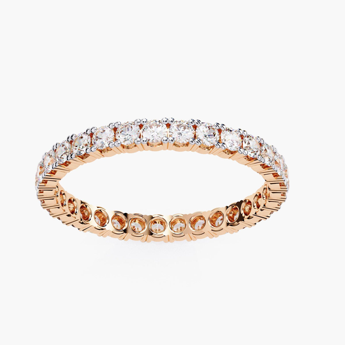 1 Ct Full Eternity Lab Grown Diamond Ring, 14k White Yellow Rose Gold Round Cut Ring, Stackable Bridal Wedding Rings, Wife Anniversary Gift