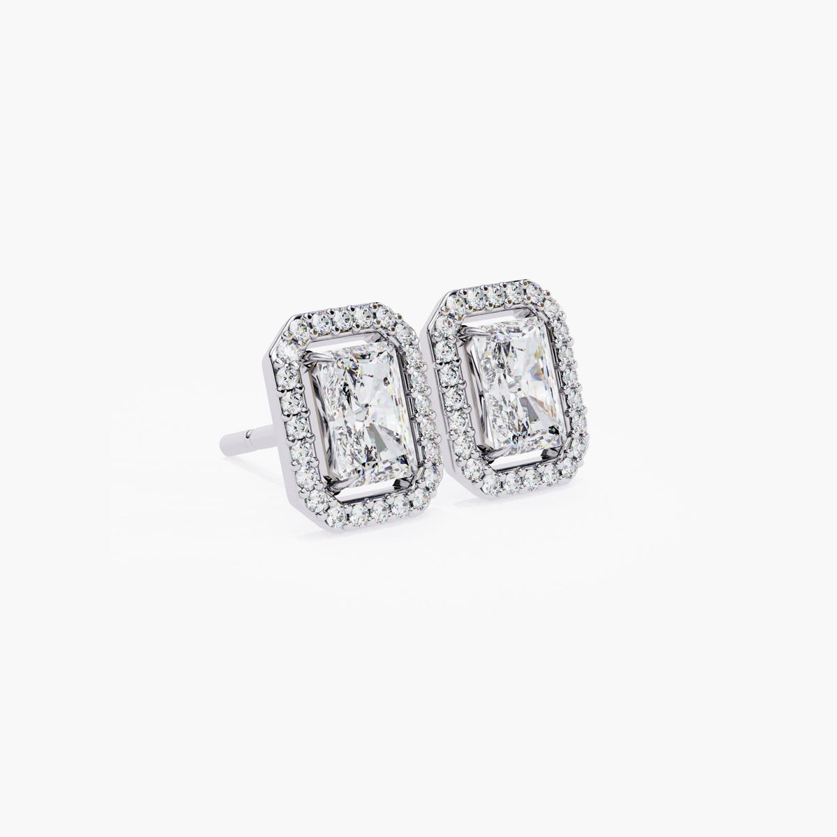 Emerald Round Cut Cluster Lab Grown Diamond Stud Earrings, Elegant 14k Gold Diamond Earrings for Women, Perfect Gift for Her, Grandma Studs