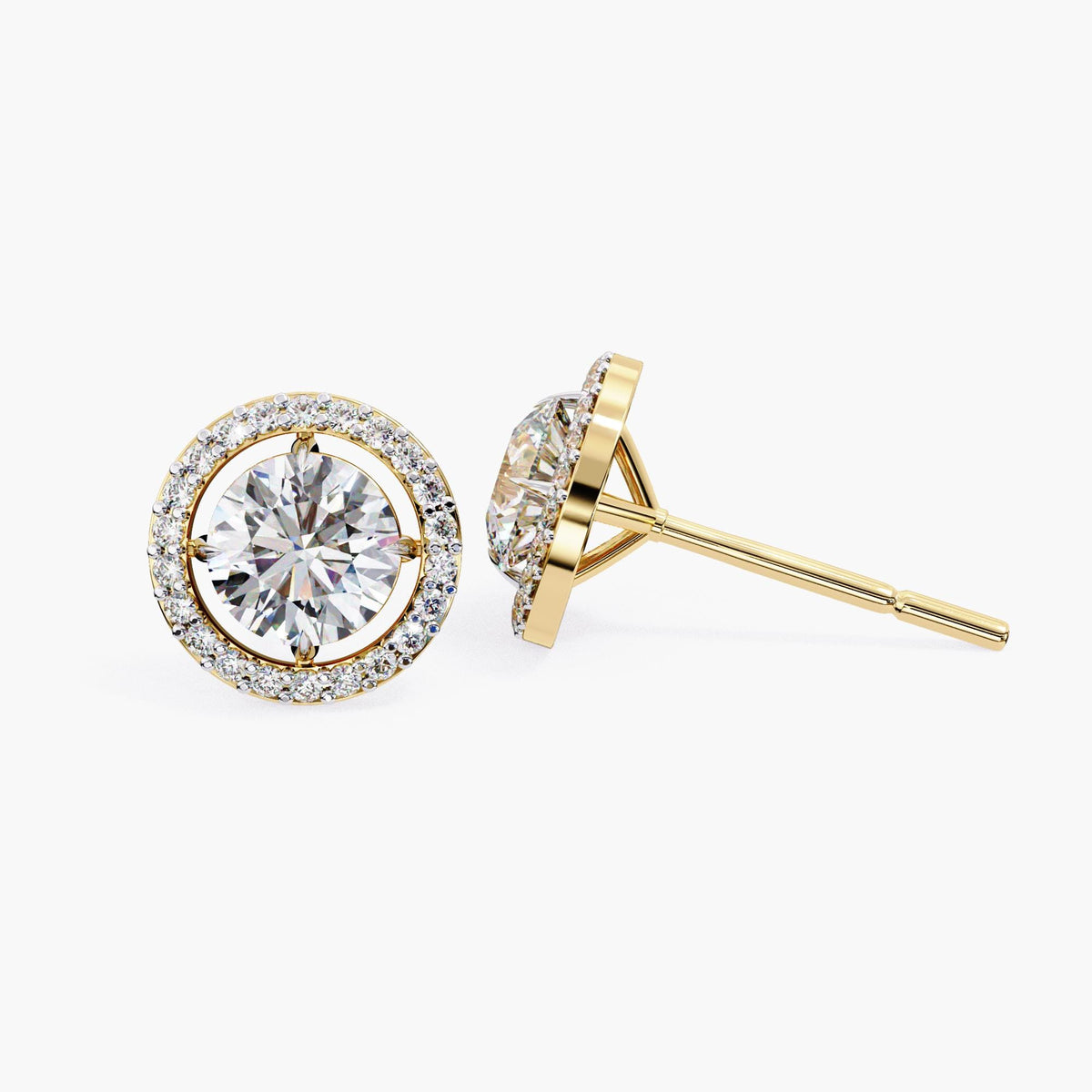 Round Cut Cluster Lab Grown Diamond Stud Earrings, Elegant 14k Gold Diamond Earrings for Women, Perfect Gift for Her, Circle Diamond Studs