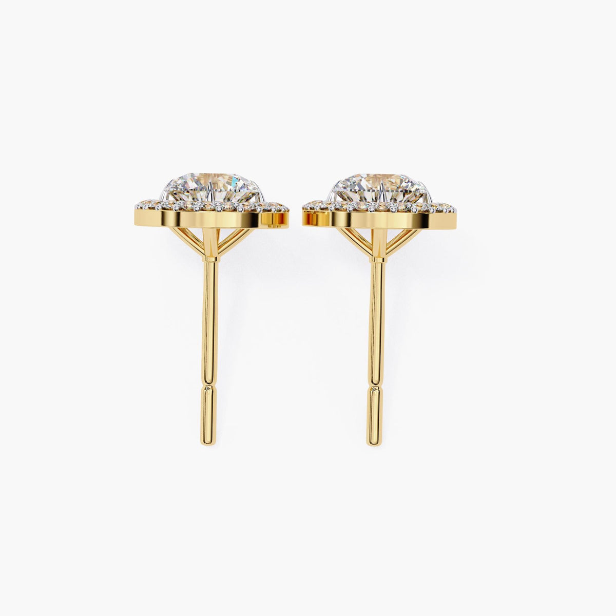 Round Cut Cluster Lab Grown Diamond Stud Earrings, Elegant 14k Gold Diamond Earrings for Women, Perfect Gift for Her, Circle Diamond Studs