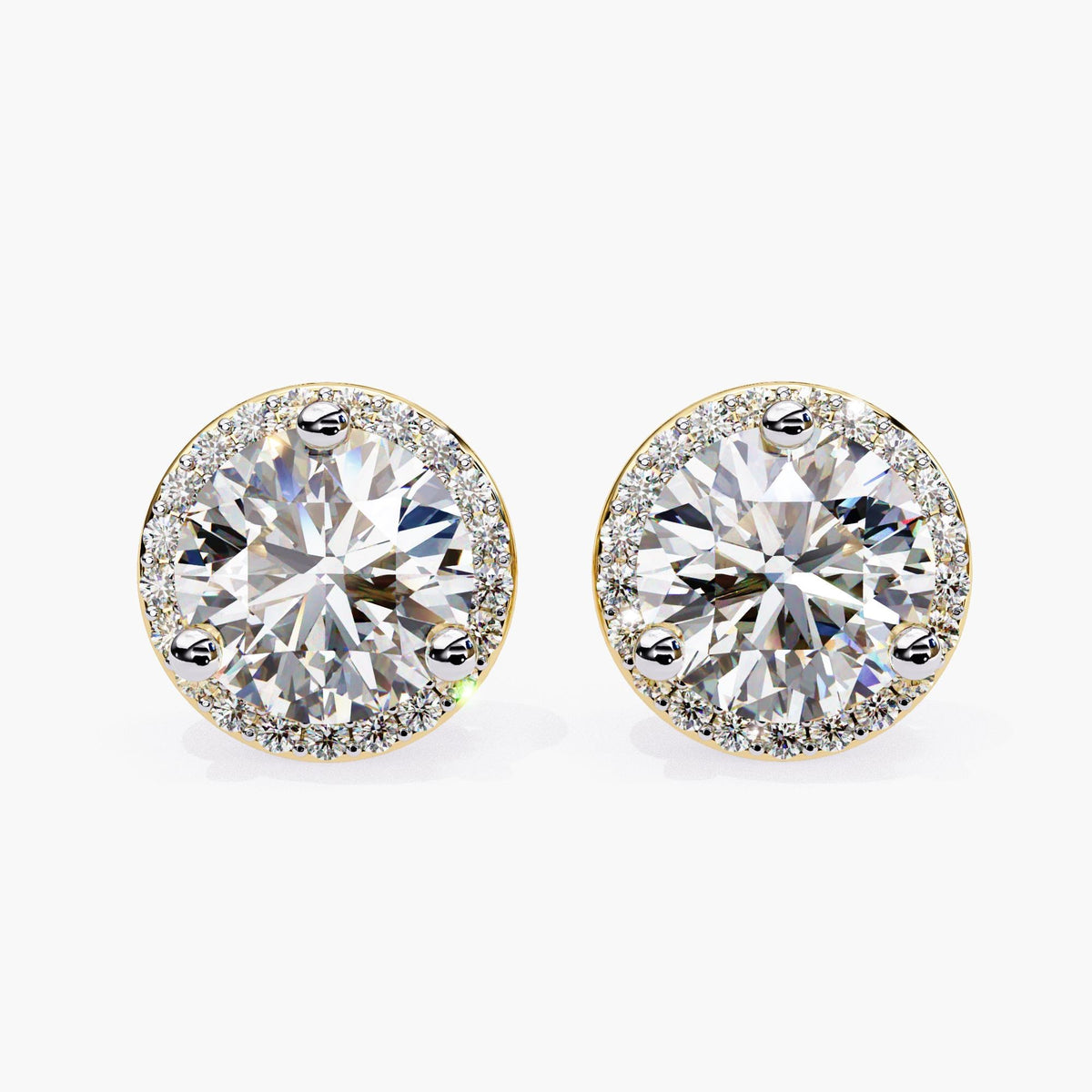 Round Cut Cluster Lab Grown Diamond Stud Earrings, Elegant 14k Gold Diamond Earrings for Women, Perfect Gift for Her, Circle Diamond Studs