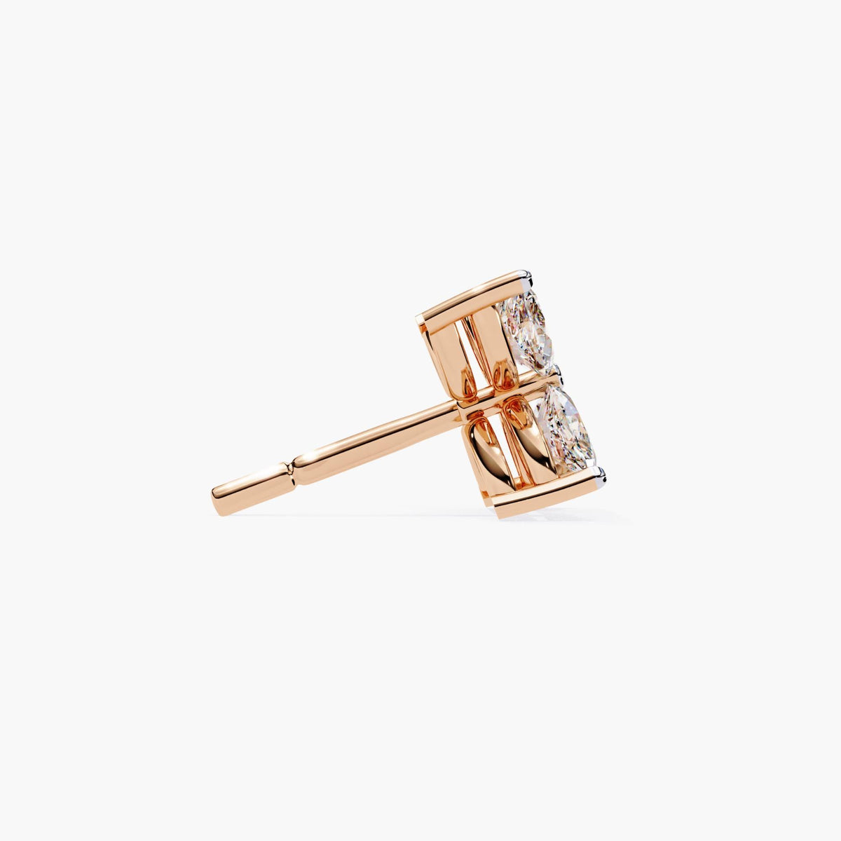Marquise Diamond Petal Stud Earrings, 14k Gold Dainty 4 Petal Flower Gemstone Earring, Perfect Bridal Gift for Her Minimalist Floral Earring