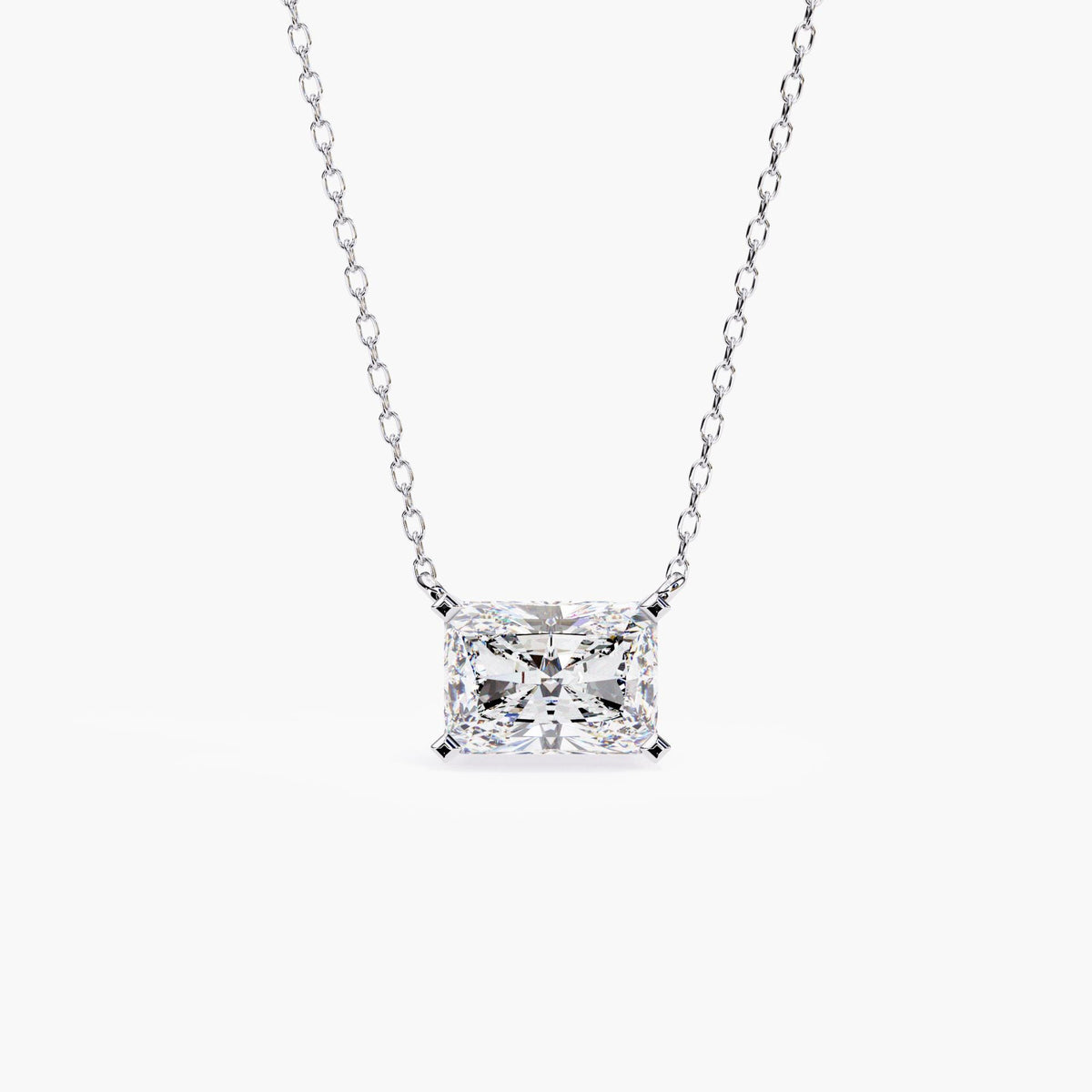 Solitaire Diamond Necklace Radiant Cut Diamond 1ct in 14k Gold Minimalist Necklace Layering Necklace Lab Grown Diamond Mom Girlfriend Gift