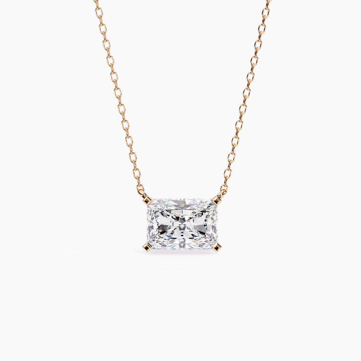 Solitaire Diamond Necklace Radiant Cut Diamond 1ct in 14k Gold Minimalist Necklace Layering Necklace Lab Grown Diamond Mom Girlfriend Gift