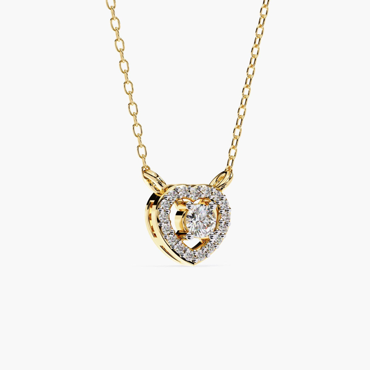 Diamond Heart Pendant Necklace, 14k Gold Dainty Open Heart Pendant, Heart Shaped Love Necklace, Last Minute Gift for Her, Anniversary Gift