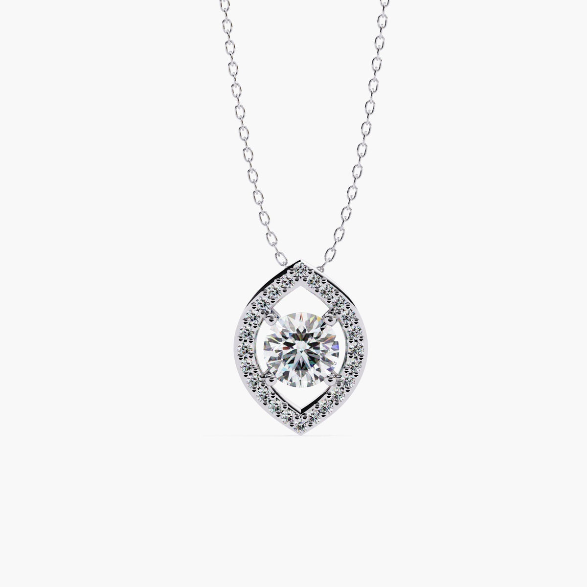 Oval Lab Grown Diamond Halo Pendant Necklace, 14k Gold Floating Diamond Necklace, Bridal Art Deco Necklace, Wedding Jewelry Gift for Her