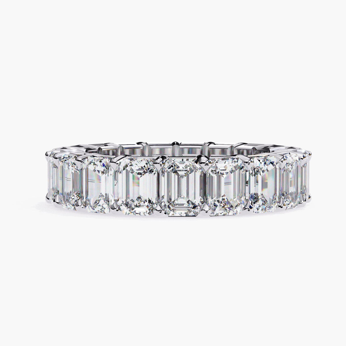 4.5 Ctw Emerald Cut Lab Grown Diamond Infinity Band Ring, 14k White Rose Gold Anniversary Gift Eternity Ring, Prong Setting Stackable Ring