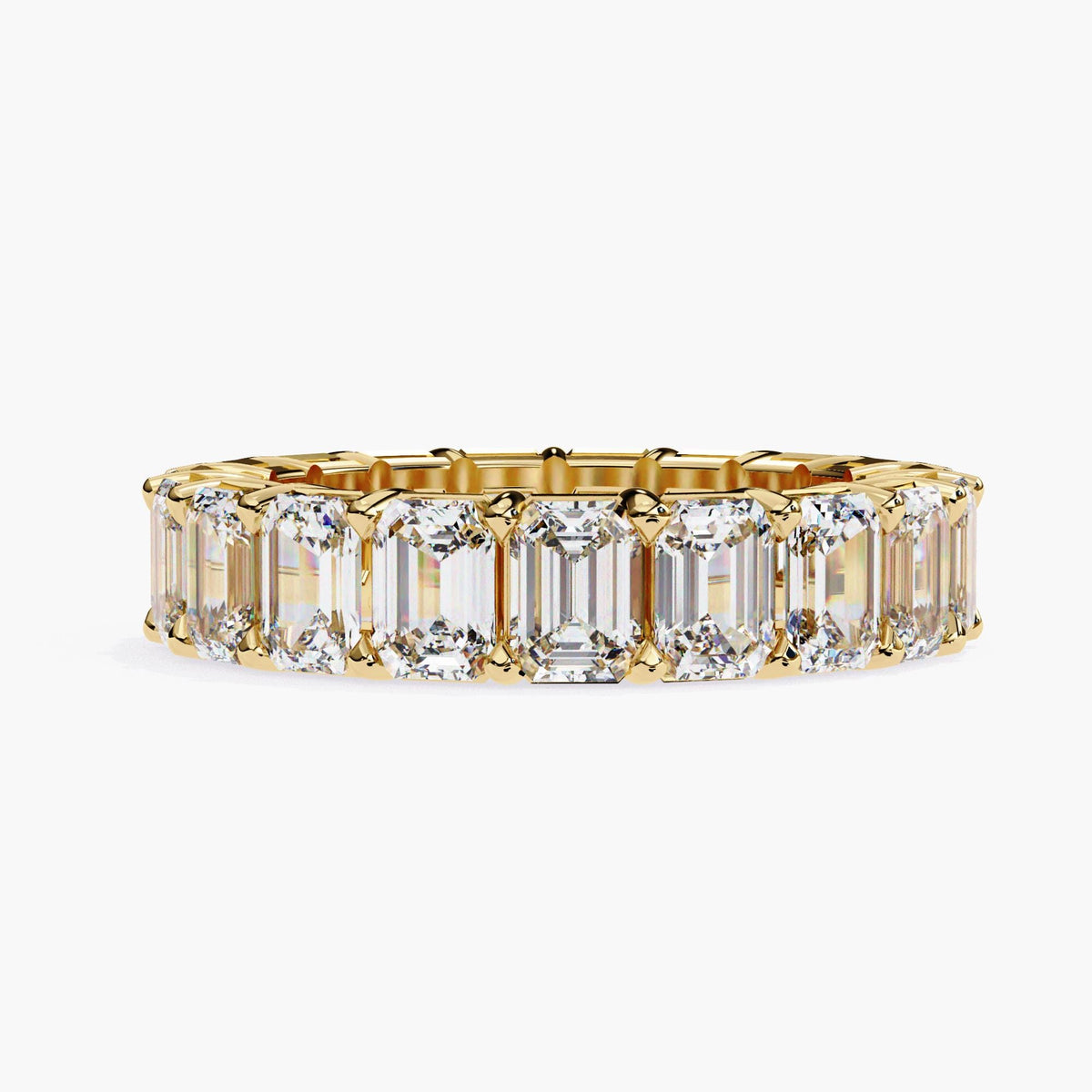 4.5 Ctw Emerald Cut Lab Grown Diamond Infinity Band Ring, 14k White Rose Gold Anniversary Gift Eternity Ring, Prong Setting Stackable Ring