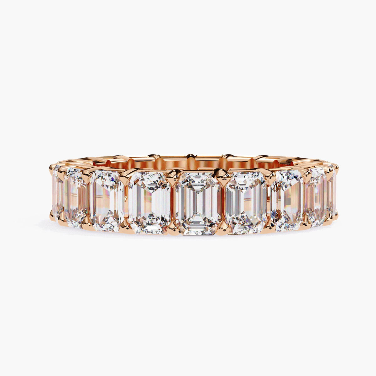 4.5 Ctw Emerald Cut Lab Grown Diamond Infinity Band Ring, 14k White Rose Gold Anniversary Gift Eternity Ring, Prong Setting Stackable Ring
