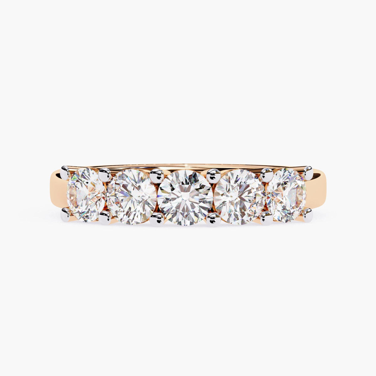 Round Cut Lab Grown Diamond Half Eternity Ring, 14k Yellow White Rose Gold Delicate Wedding Ring, Minimalist Wife Ring, Dainty Stacking Ring