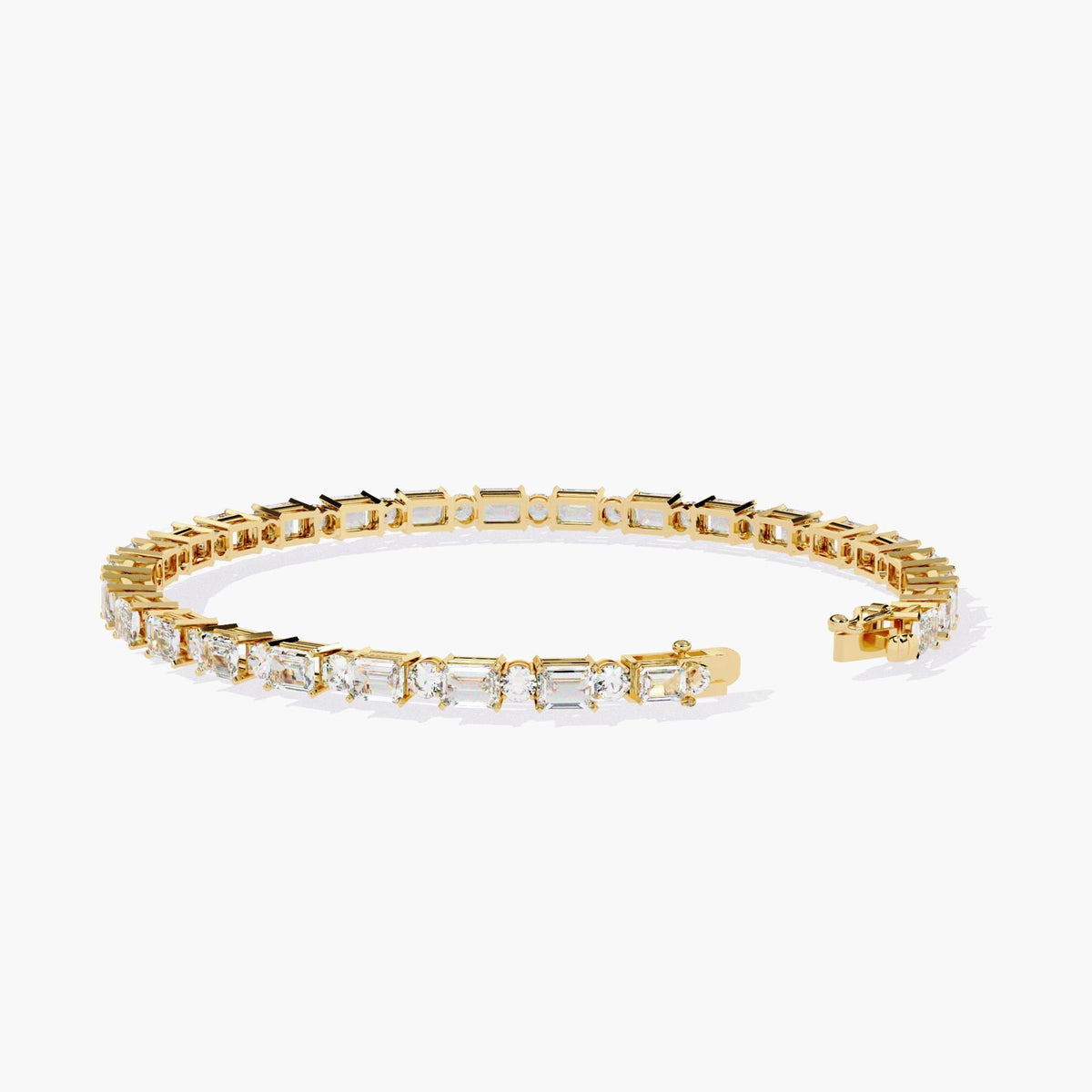 6 Ctw Emerald & Round Cut Lab Grown Diamond Tennis Bracelet