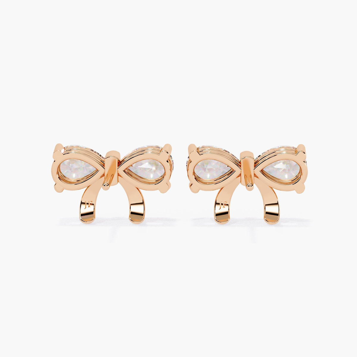 14K Gold Pear Lab Grown Diamond Bow Stud Earrings, 2 CTW