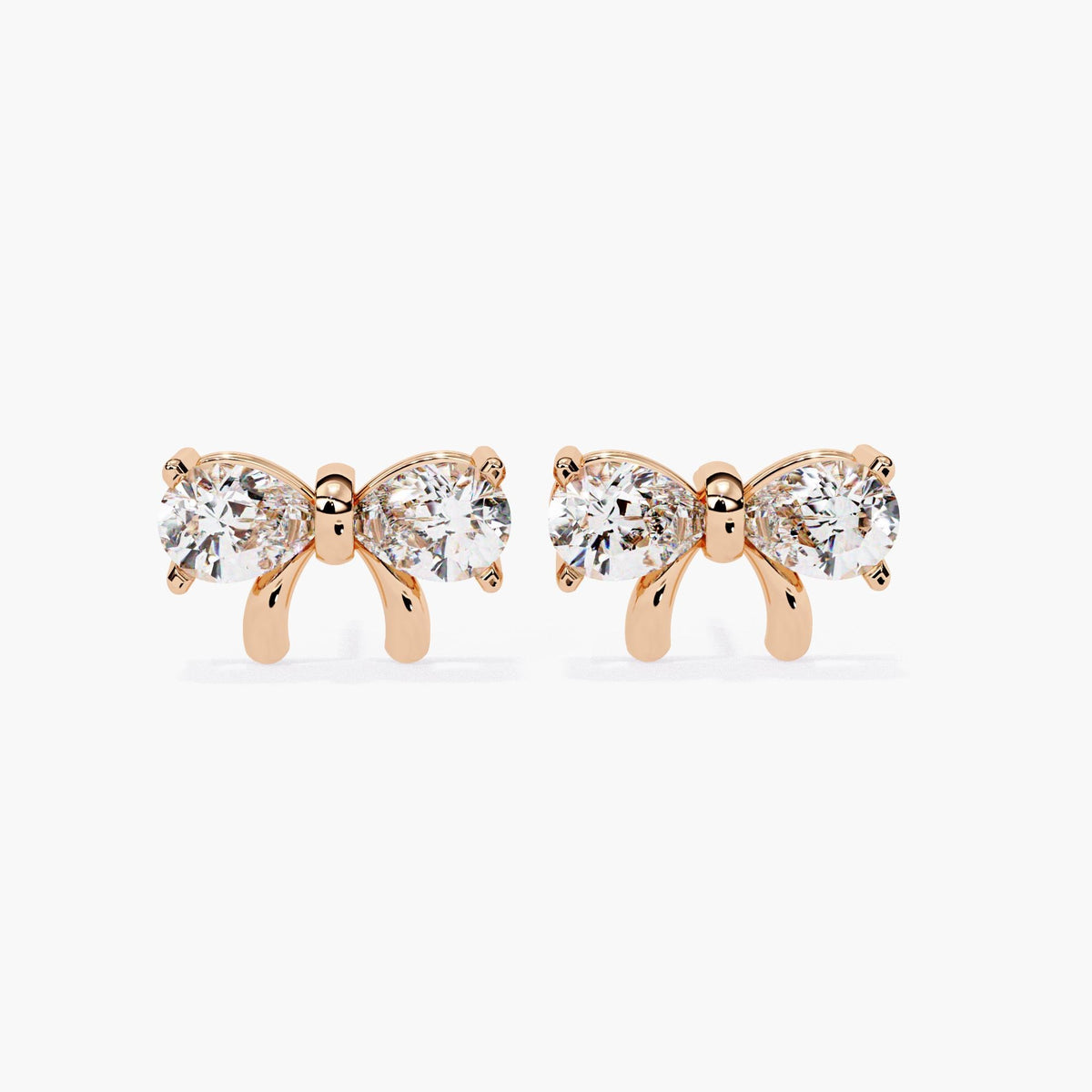 14K Gold Pear Lab Grown Diamond Bow Stud Earrings, 2 CTW