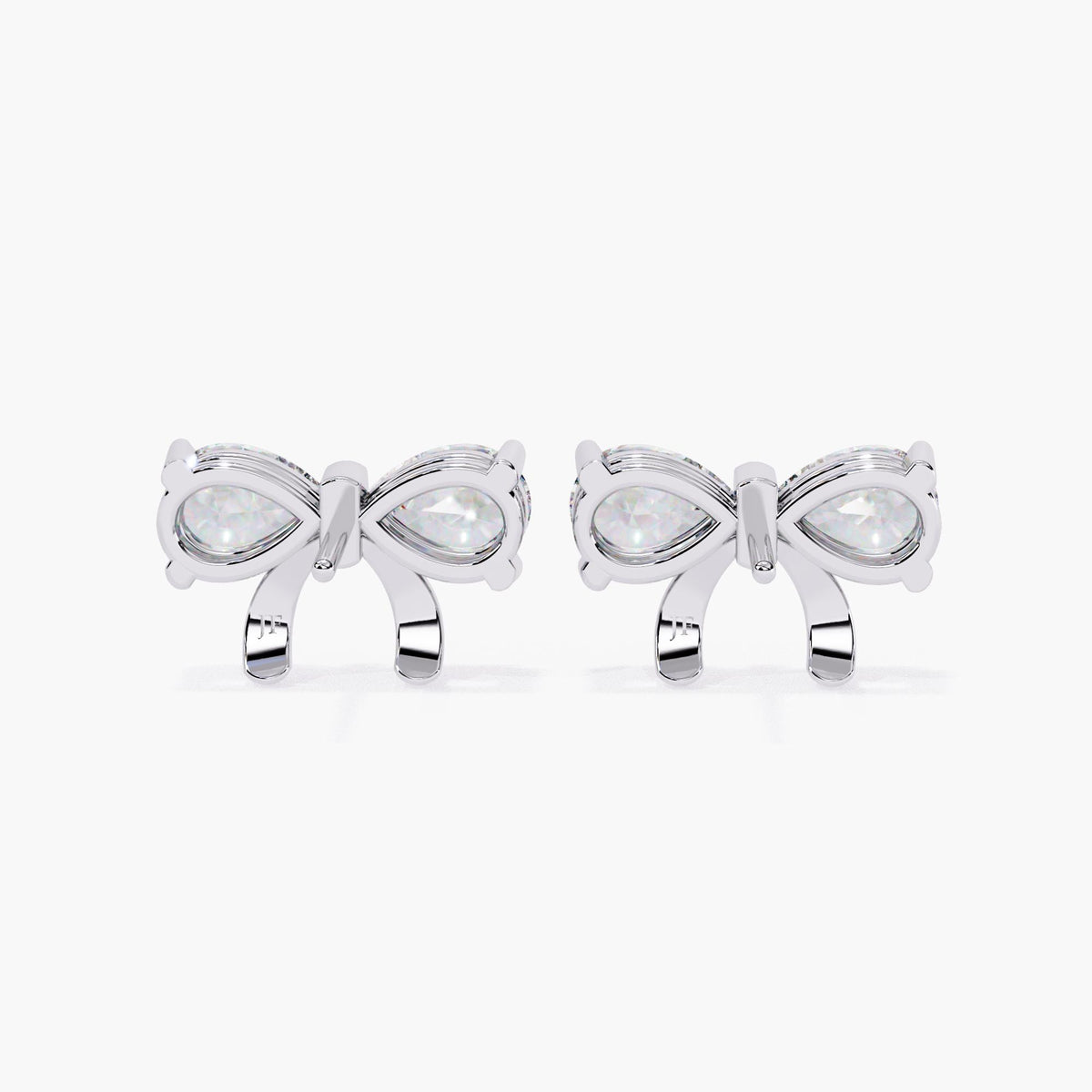 14K Gold Pear Lab Grown Diamond Bow Stud Earrings, 2 CTW