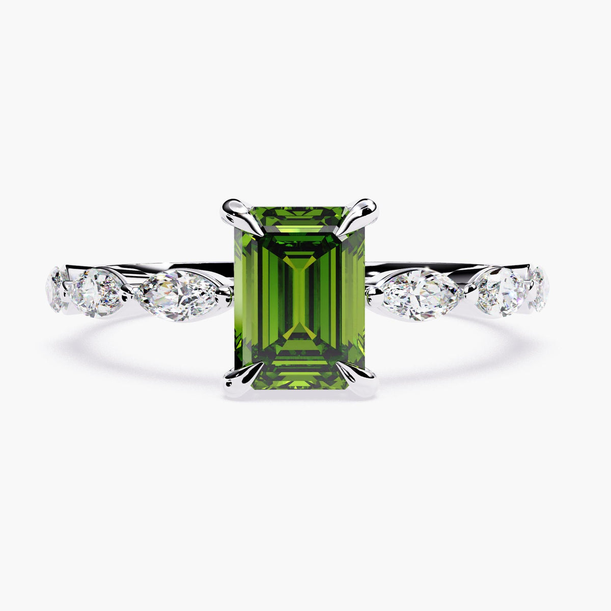Diamond and Emerald Engagement Ring