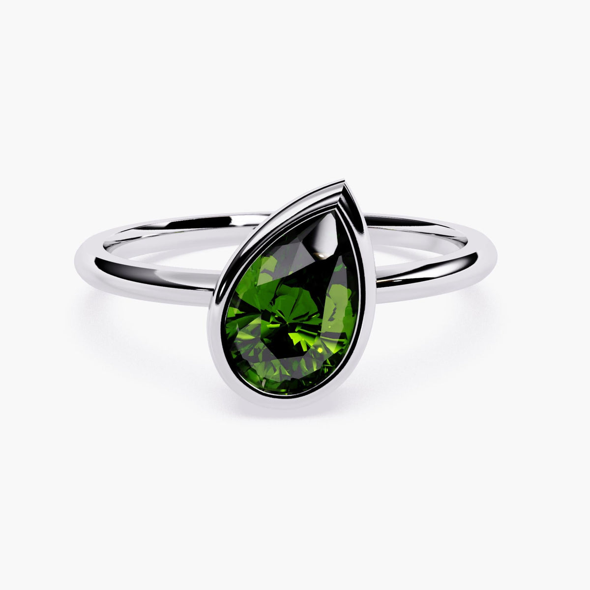 1 Ct Fancy Green Pear Lab Grown Diamond 14K Gold Tilted Pear Ring Twisted Solitaire Ring Pear Bezel Diamond Ring Statement Fine Jewelry