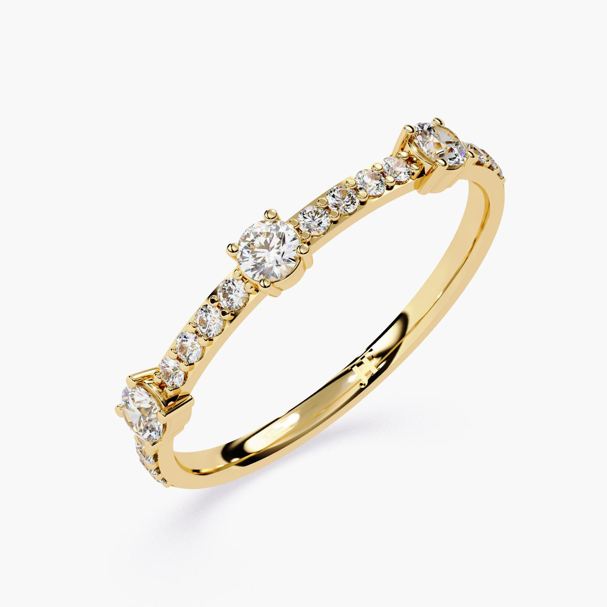 1.3mm Band Round Cut Lab Grown Diamond Ring, Gold Stacking Band, Delicate Diamond Jewelry, Minimalist Ring, Fine Everyday Diamond Band