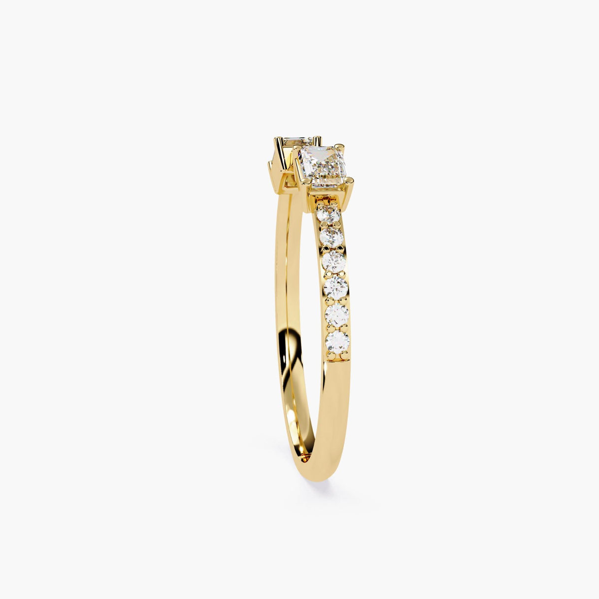 1.3mm Band with Emerald Cut Lab Grown Diamond Ring Stackable 14K Gold Band Minimalist Fine Jewelry Dainty Diamond Ring Everyday Fine Jewelry