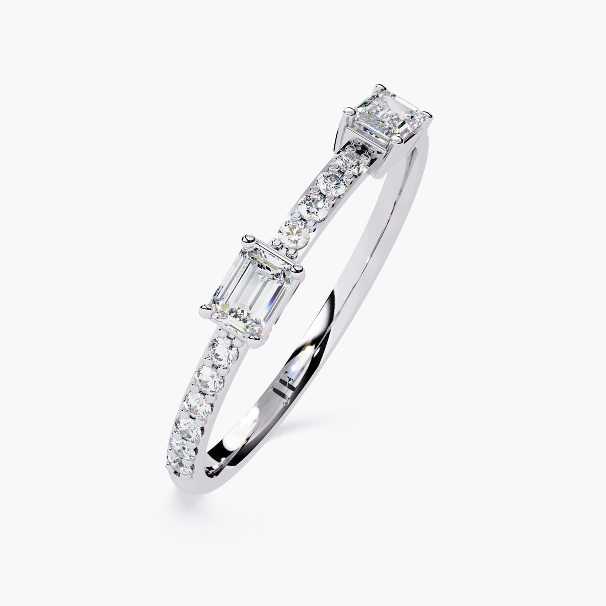 1.3mm Band with Emerald Cut Lab Grown Diamond Ring Stackable 14K Gold Band Minimalist Fine Jewelry Dainty Diamond Ring Everyday Fine Jewelry