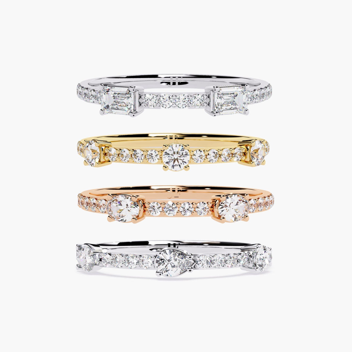 1.3mm Band with Emerald Cut Lab Grown Diamond Ring Stackable 14K Gold Band Minimalist Fine Jewelry Dainty Diamond Ring Everyday Fine Jewelry