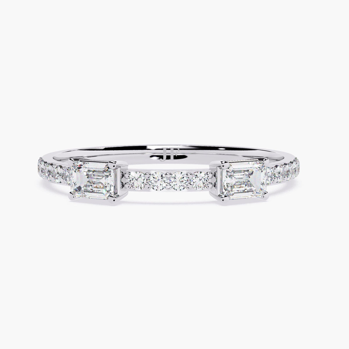 1.3mm Band with Emerald Cut Lab Grown Diamond Ring Stackable 14K Gold Band Minimalist Fine Jewelry Dainty Diamond Ring Everyday Fine Jewelry