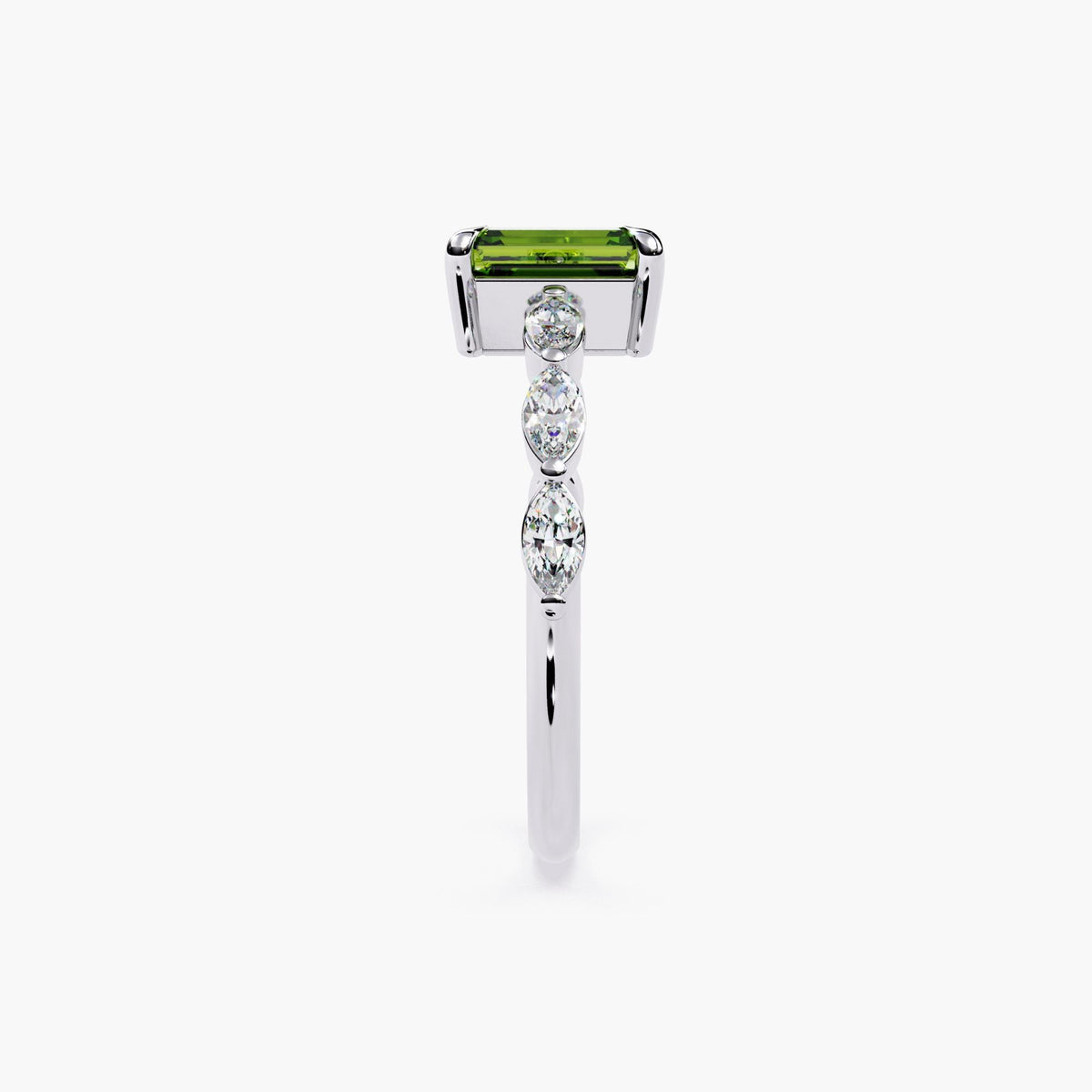 Diamond and Emerald Engagement Ring